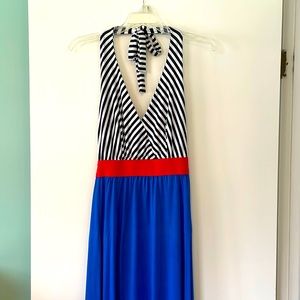 Maxi Dress with Stripped Halter Top